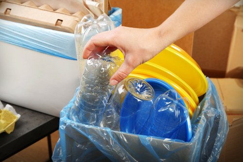 Sorted recyclable materials ready for processing after waste clearance