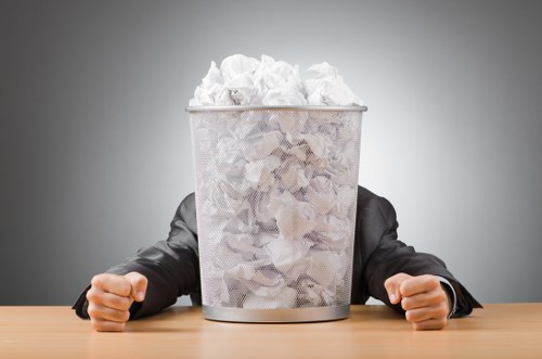 Types of business waste including recyclables and electronics